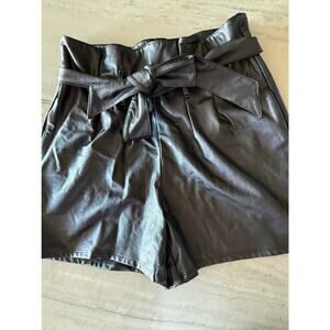Commando Paperbag Waist Belted Faux Leather Shorts Size Medium Retail $128